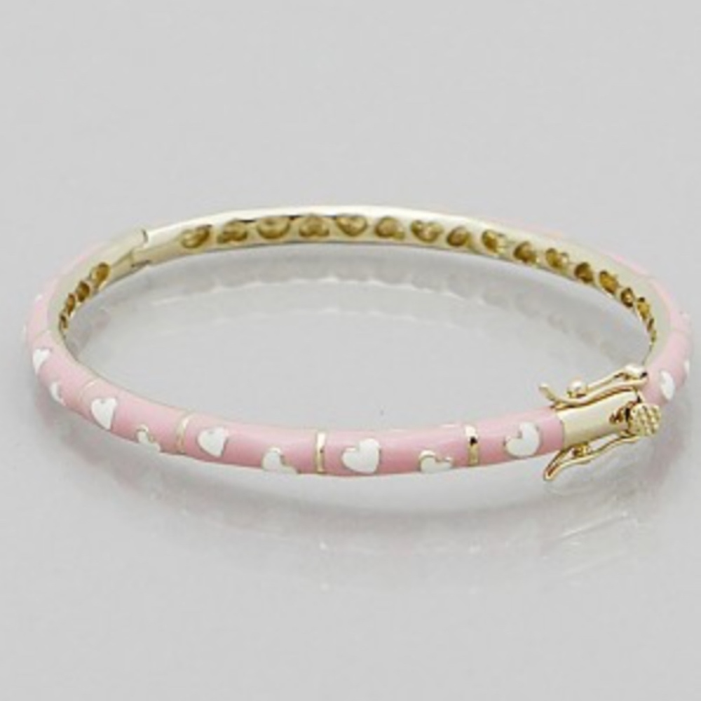 ✅JUST IN➡️Baby Pink Heart 14k Gold Plated Bangle
